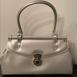 Beijo “Diva” silver patent luxe bag